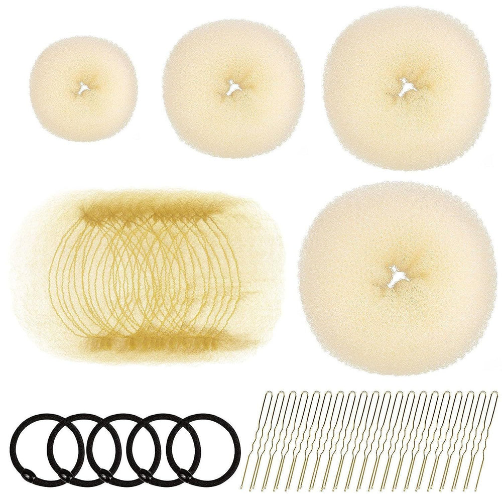Invisible hair net donut rubber band u-shaped clip hair set ball head net bag 49-piece set small roll
