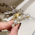 Metal pearl clip headband hair claw simple side clip retro back of head elegant claw clip women's fashion hair clip hairpin