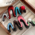 Red and blue contrast color hair clip shark clip hair clip for women's back of head wavy pearl classy clip hair accessories