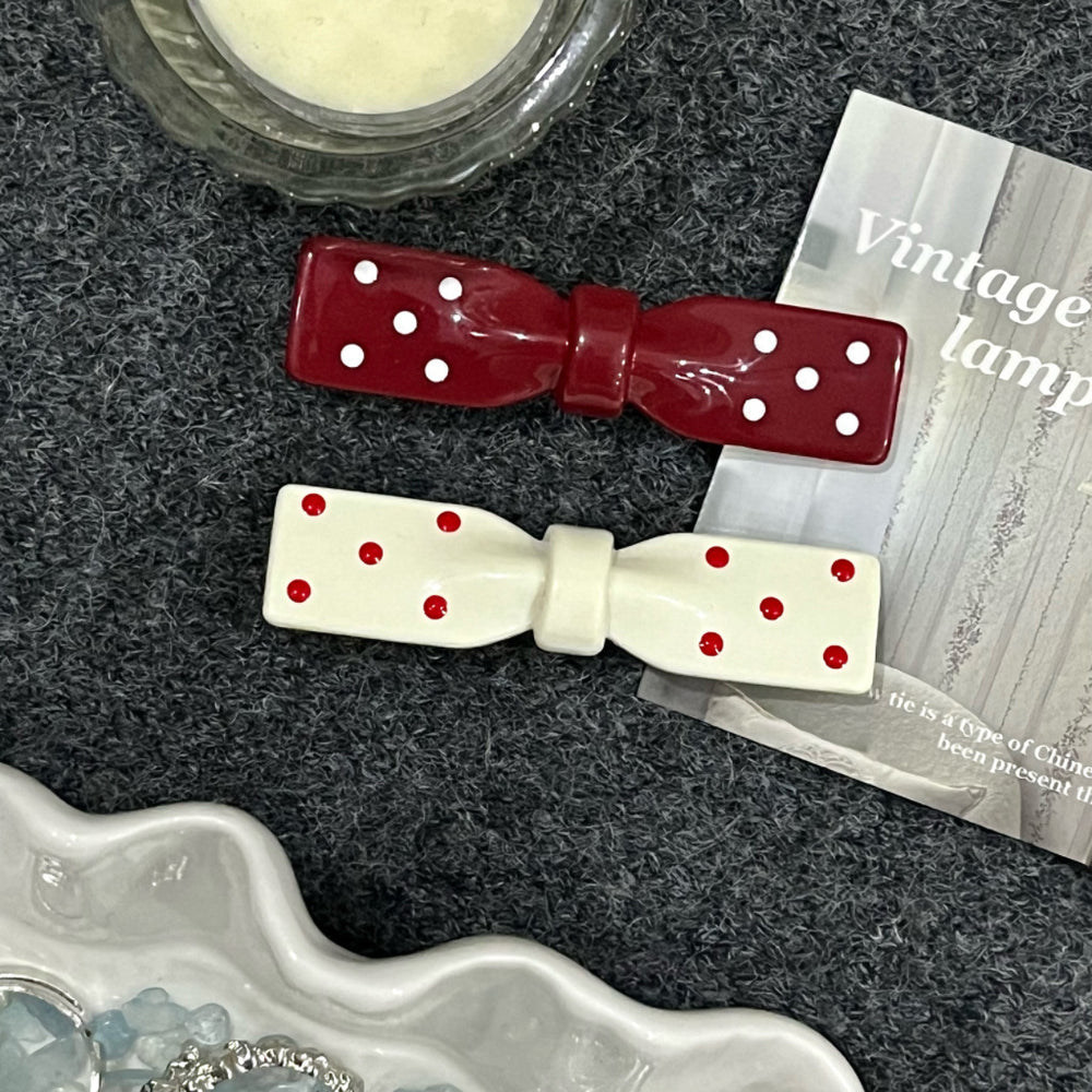 Ankola red bow side hair clip for women bangs broken hair clip classy one-word clip hair clip cute hair accessories