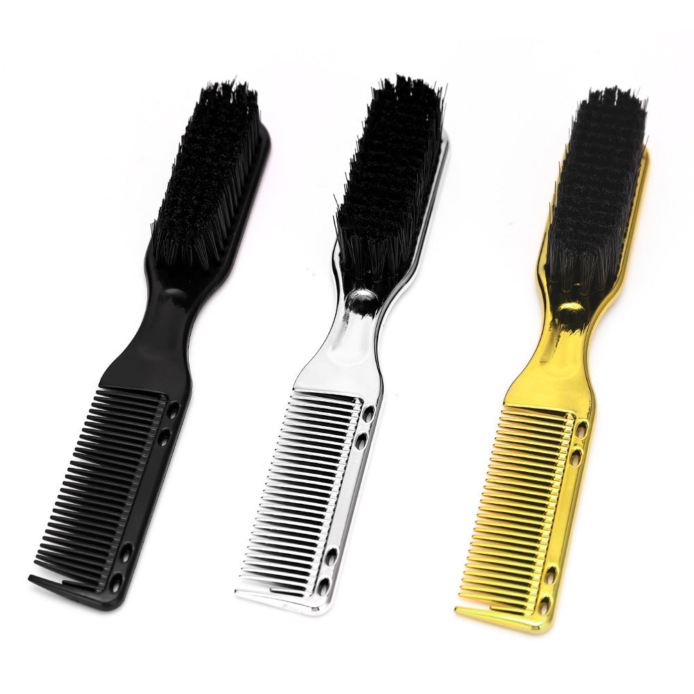 oil head brush electroplated gold brush styling oil head brush double-ended beard comb broken hair cleaning hairdressing comb