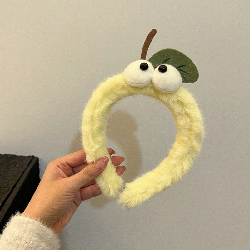 Fruit stuffed eye headband cute cartoon pear strawberry hairpin vitality girl high skull top headband hair tie hair accessories