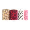 printed nylon hair rollers, available in multiple sizes. leopard print and heart pattern magic curlers, customizable
