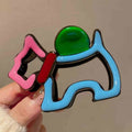 Line puppy ~ cute contrasting color gripper for women, high-end back of the head painted shark clip 2026 new hair clip