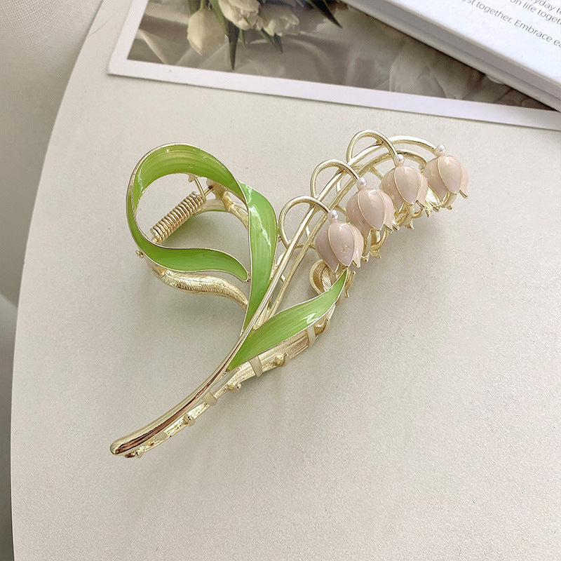 Lily of the valley flower super fairy elegant clip large classy hair clip women's back of the head autumeasiest for match shark clip hair accessories