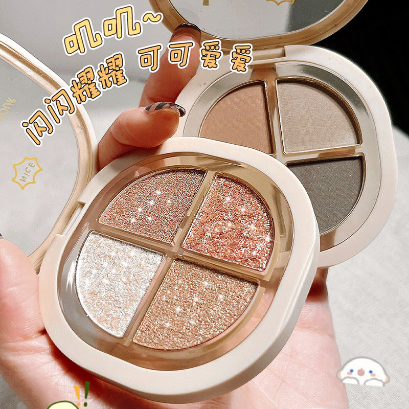 Novo makeup dynamic soft & creamy quad eyeshadow palette - matte, shimmer, and crushed diamond finishes - student-friendly, affordable earth tone eyeshadow palette wholesale