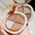 Novo makeup dynamic soft & creamy quad eyeshadow palette - matte, shimmer, and crushed diamond finishes - student-friendly, affordable earth tone eyeshadow palette wholesale