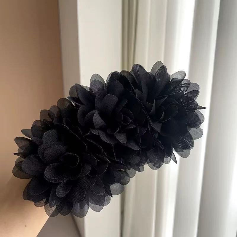 Yi mengling's same style burgundy flower large banana clip moana mermaid style clip classy hair clip