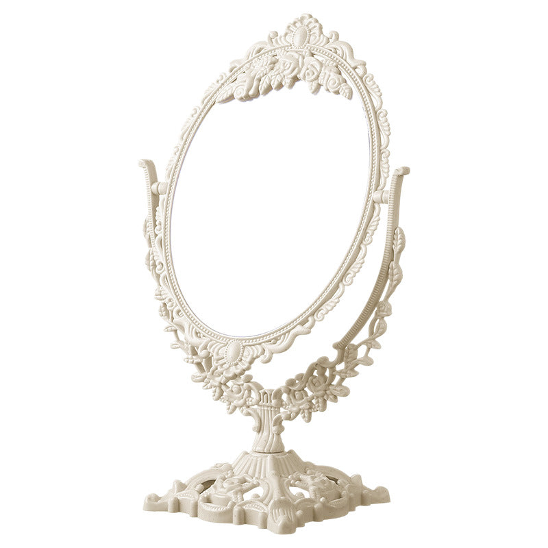 Rotating makeup mirror with double-sided vanity mirror, plastic storage, desktop home decor, glass mirror, mini makeup mirror