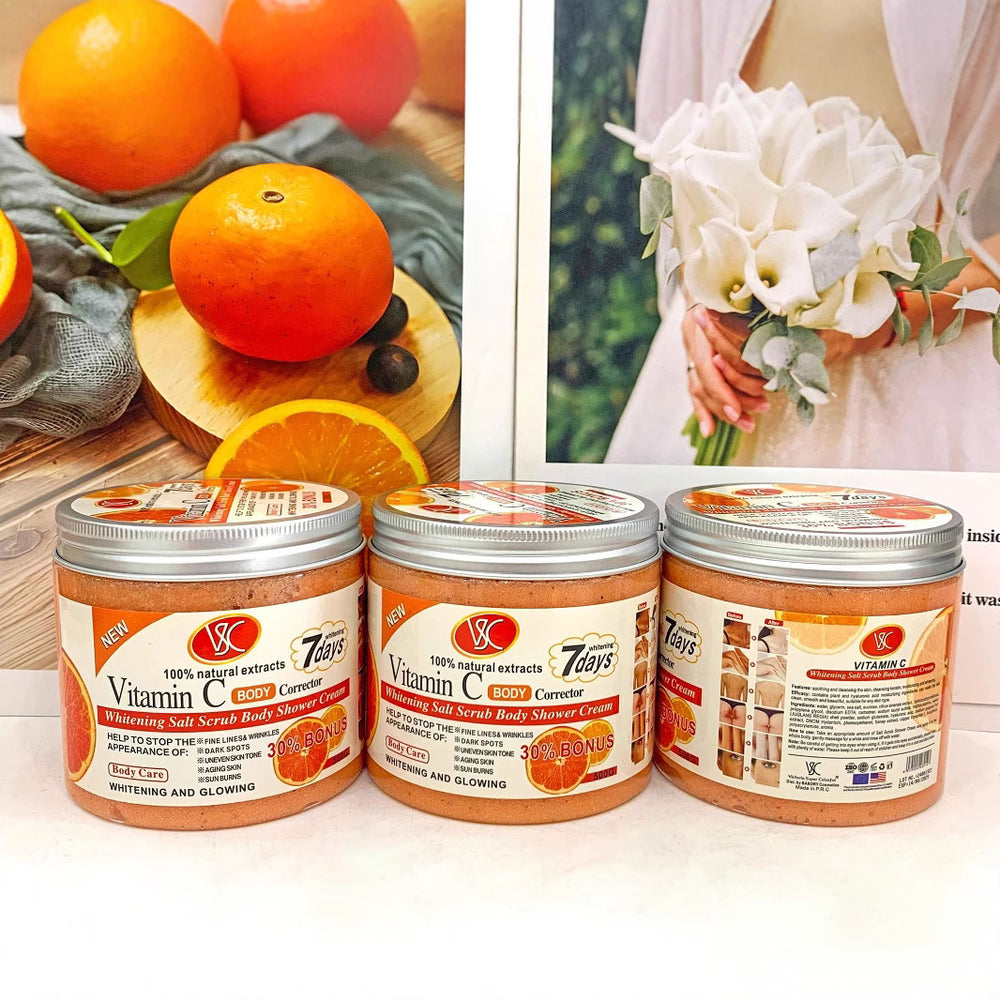 exclusive supply of vc vitamin c scrub wet salt 500g turmeric bath salt cleansing exfoliating bath foreign trade