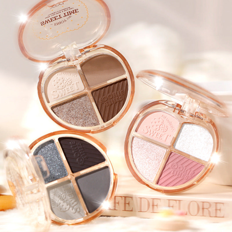 Cosmetic xixi heart's story four-color eyeshadow palette - shimmering pearls, fine glitter, highlighting, under-eye brightening, earth tones