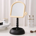 Plastic desktop pearl cosmetic mirror - rotatable square home mirror with storage for dorms and living spaces