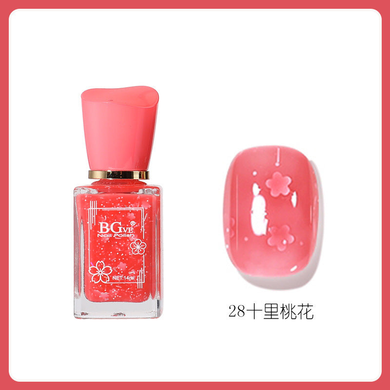 Oil-based nail polish, no-bake micro-gel, scented nail polish, long-lasting, quick-drying, nude color, non-peelable, nude color, sparkling nail polish
