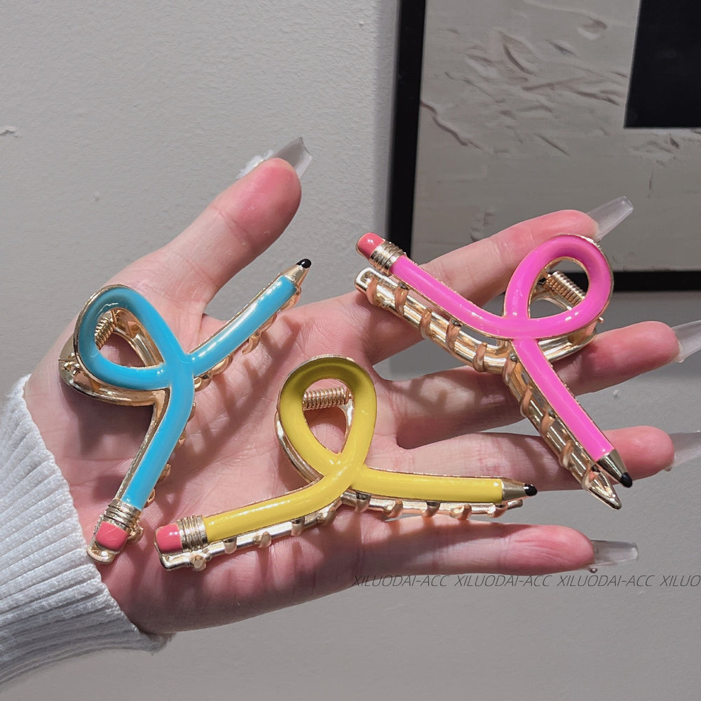 Colorful oil dripping korean cross-border fashionfashioncasual pencil classy women's back of the head shark multi-color hair grip