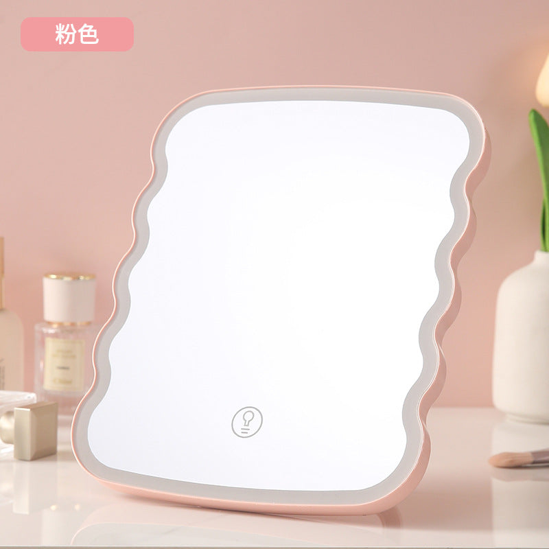 Led makeup mirror - rechargeable, foldable, portable, with light and storage - perfect for home, dorm, and desk use