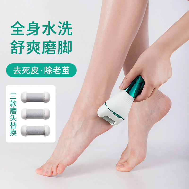 Electric foot file - fully washable, removes dead skin & calluses, pedicure gadget, wet & dry use, digital display, two-speed foot file