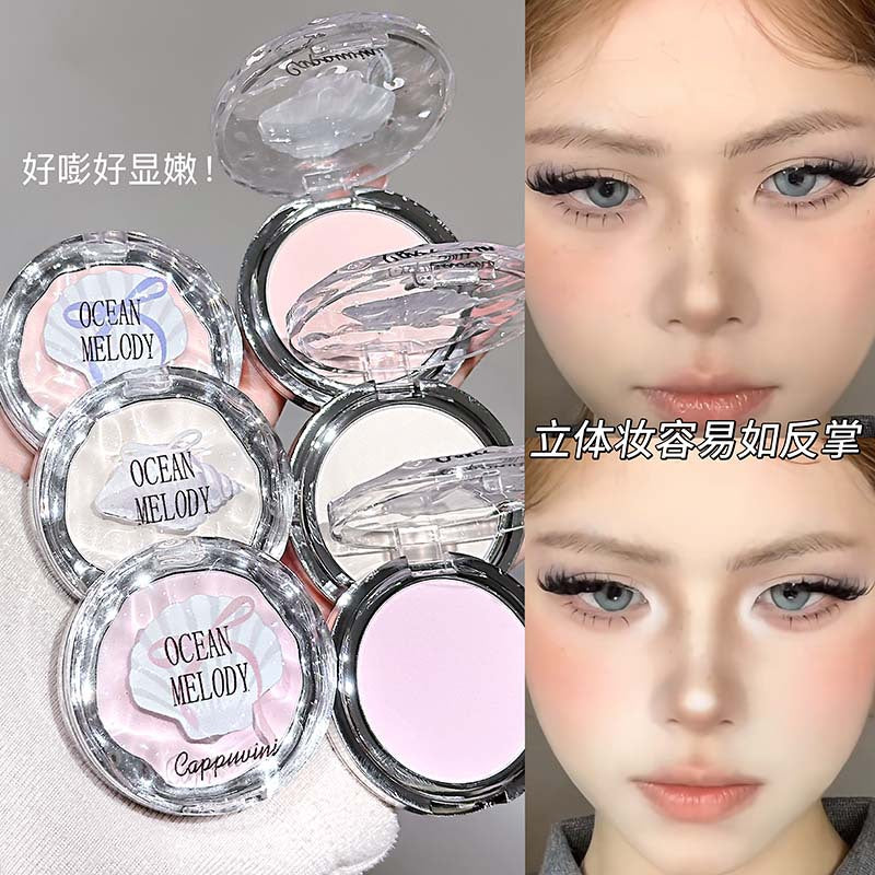 Cappuvini natural volumizing highlighter powder - matte, plumping color for natural, sculpted face, brightens tear troughs and nasolabial folds