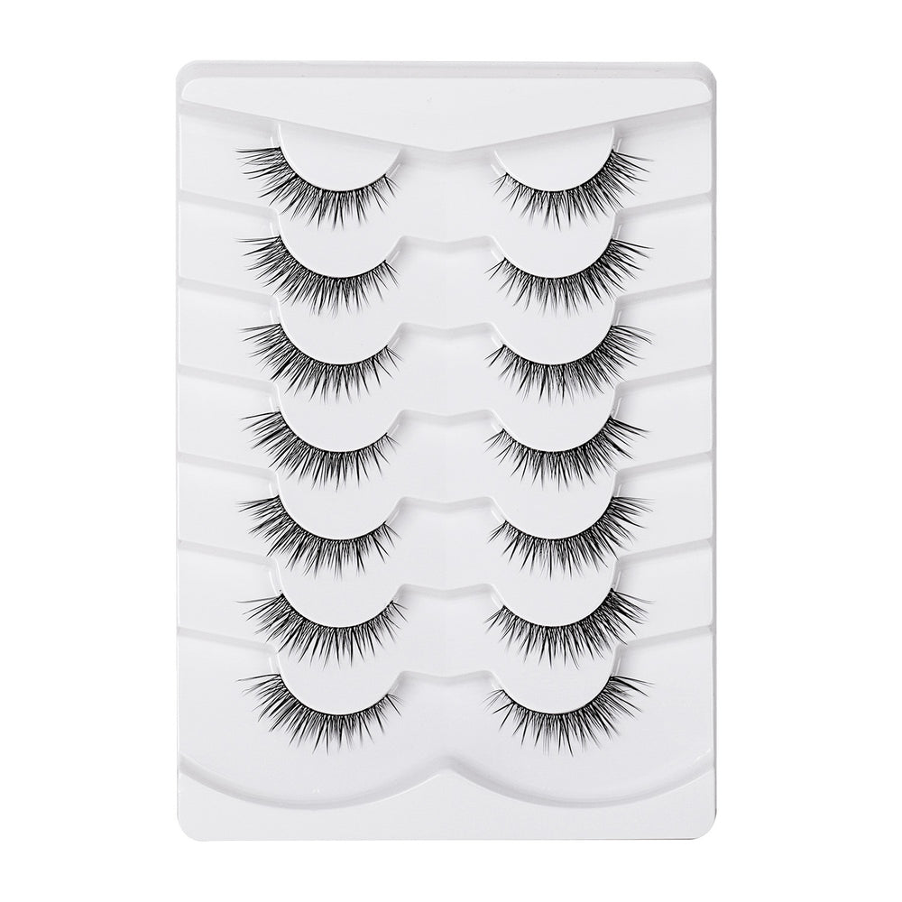 Southeast asian 3d clear band false eyelashes - natural look, japanese style, no-makeup, nude makeup, long and slim eyelashes - full strip