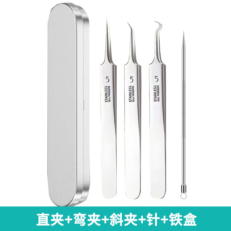 Factory direct stainless steel blackhead remover kit - includes ultra-fine tweezers, blackhead extractor, and acne pimple popping tool
