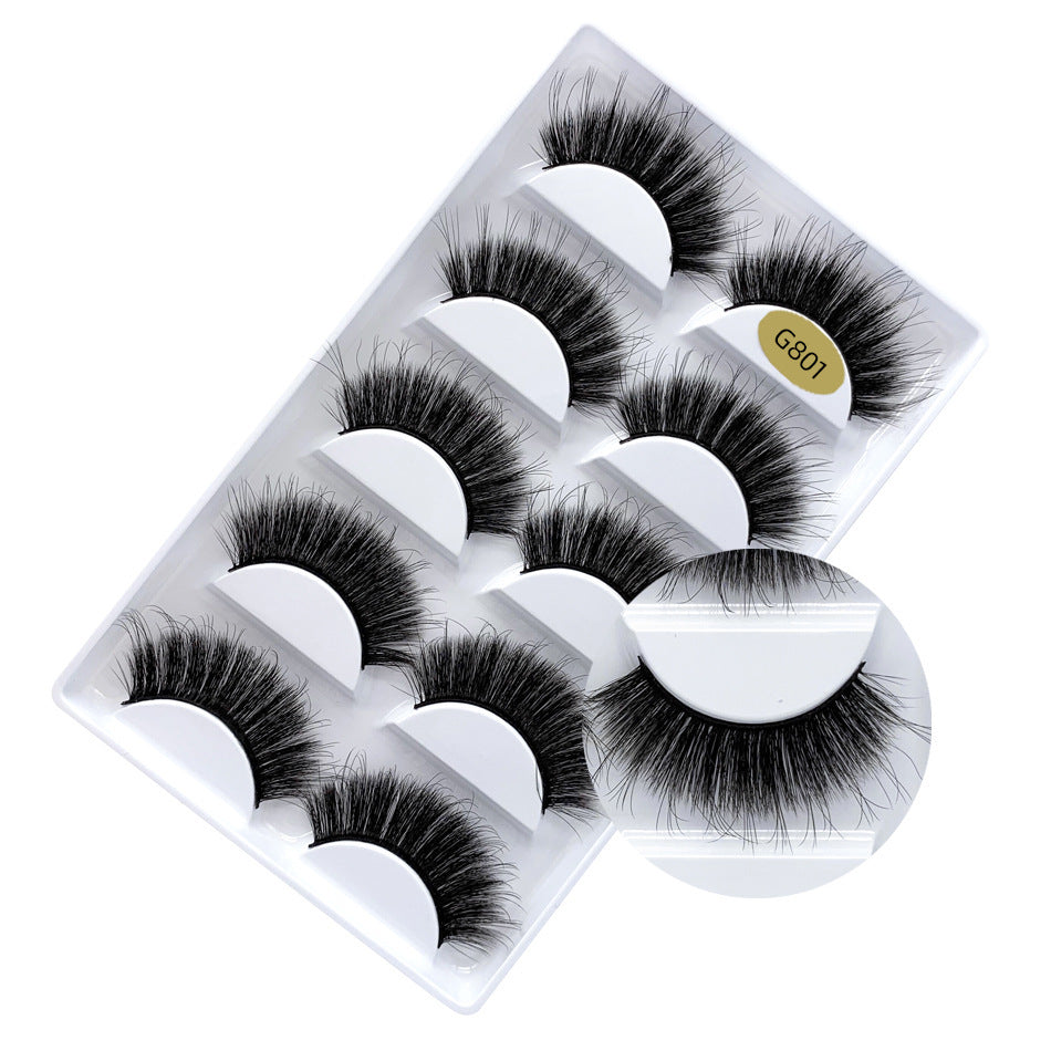 Export fashion fake eyelashes nature slim 5 pairs pack imitation mink hair whole cluster artificial stage eyelashes one piece