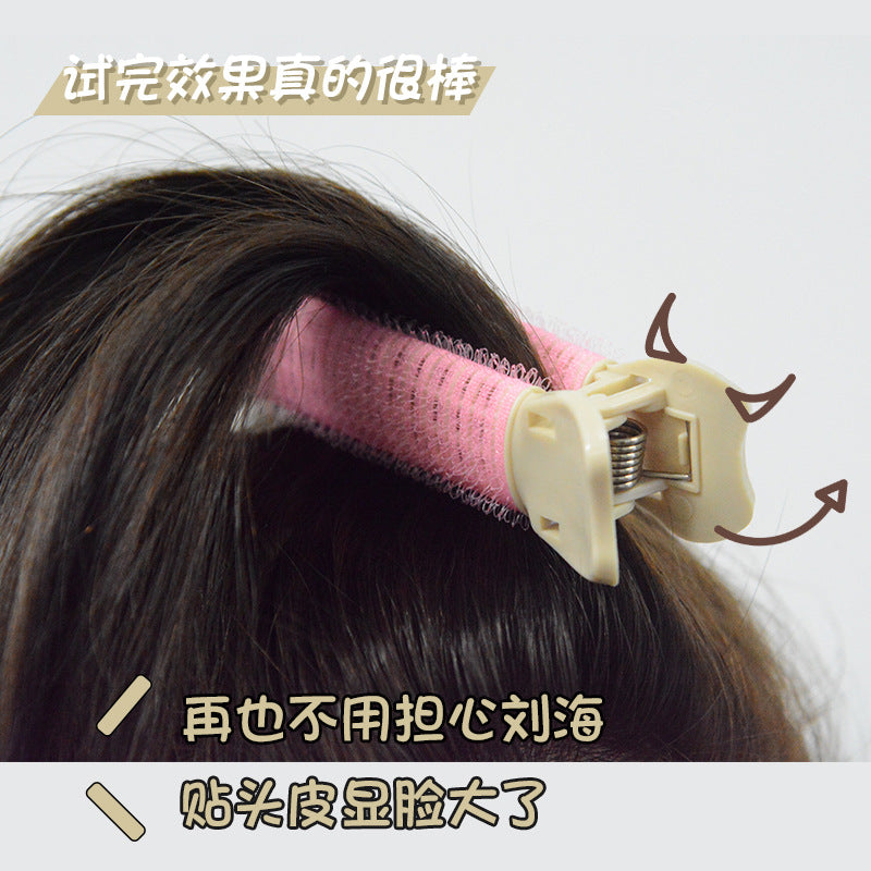 Popular korean style lazy air bangs curl hair root styling fluffy clip self-adhesive hair curl hair clip wholesale