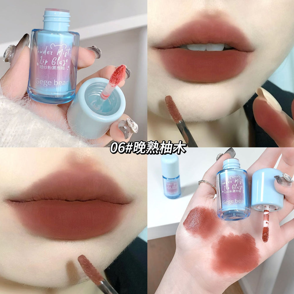Gege bear gege bear light gauze pink mist lip glaze velvet matte matte fall and winter whitening non-stick cup lipstick