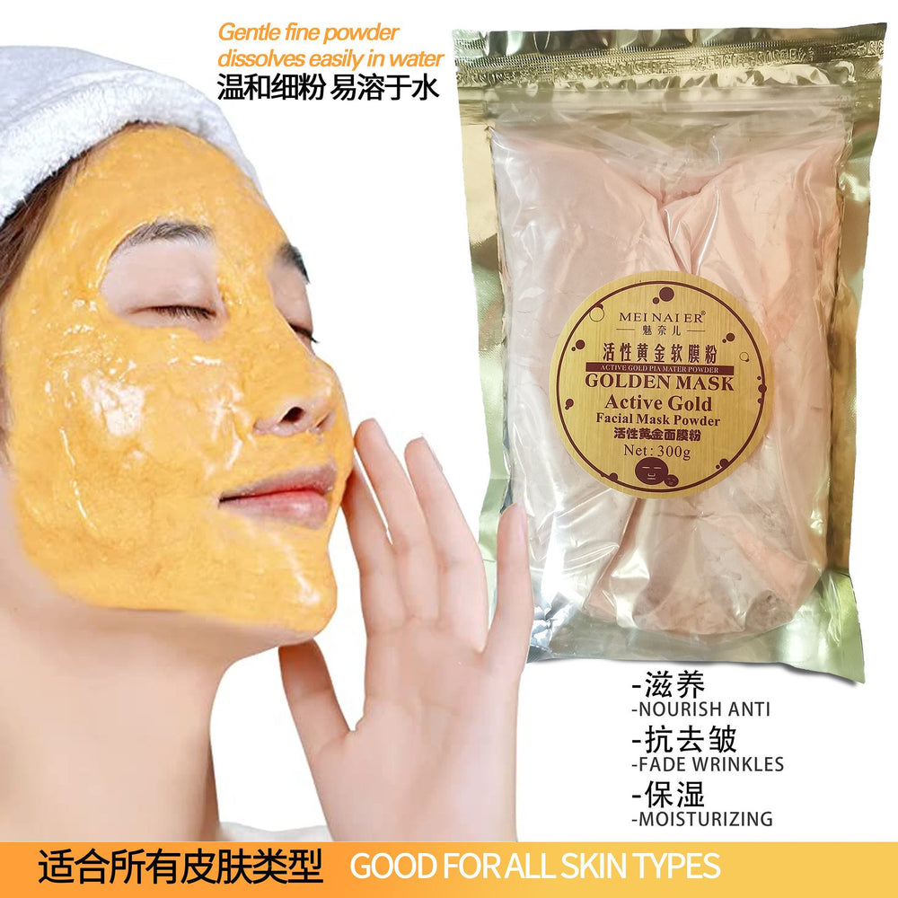 Active gold soft mask powder - fades acne scars, hydrates, moisturizes, firms, and nourishes skin - wholesale for beauty salons