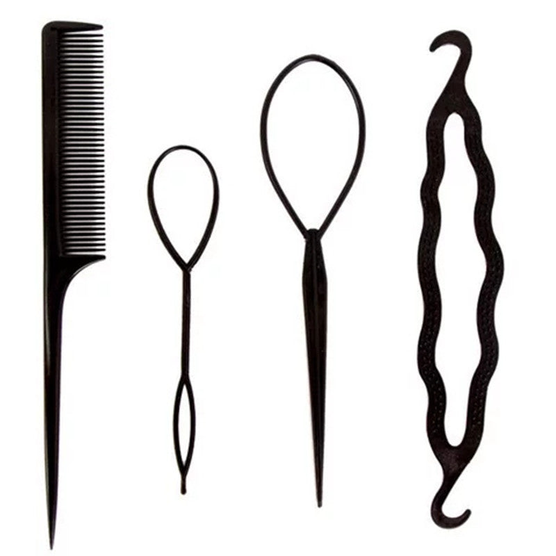 Hair accessories hair curler 4-piece suit hair pulling needle braiding tool hair accessories ball head artifact