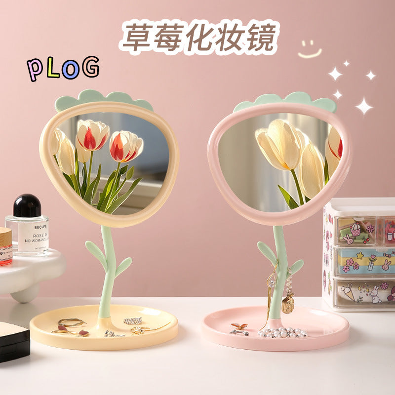 Cosmetic mirror cute desktop portable student dormitory for home beauty mirror storage plastic home mirror