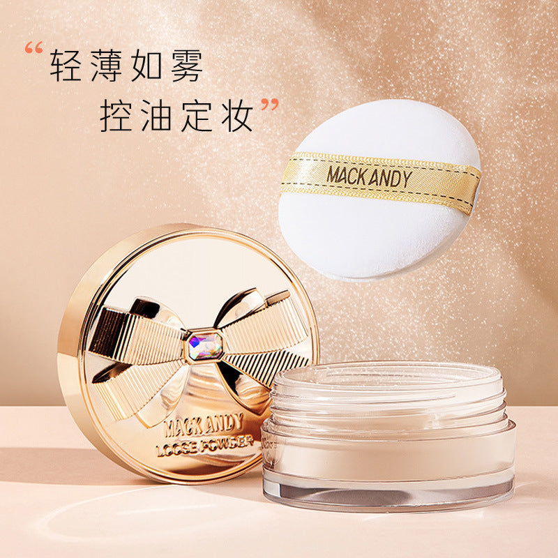 Marco andy bowknot loose powder - lightweight, silky, air-light setting powder for concealing, oil control, waterproof, and long-lasting makeup