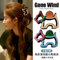 Liu yifei's same style dopamine cartoon puppy gripper for women's back of head hair clip cute color matching shark clip