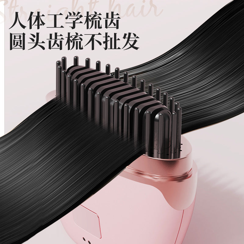 New arrival cross-border wireless mini hair straightening comb, lazy hair straightener, curling iron, smooth hair with one comb, no hair pulling, warm ceramic heating
