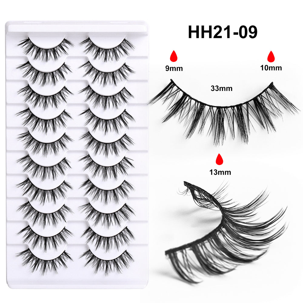 Carefully selected *10 pairs of soft stem and hard stem eyelashes, thick and natural one-piece little devil comic eyelashes glue style