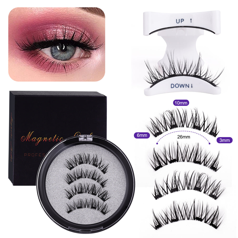 Pingdu magnetic false eyelashes all-in-one box cross-border fashion thick 2 pairs black stem eyelash curler set factory wholesale