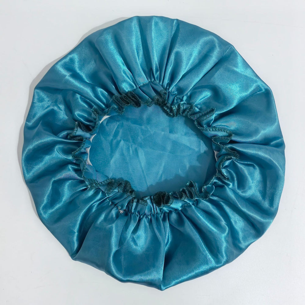 Amazon hot-selling single-layer satin hair bonnet - women's sleep cap, stylish lace trim, solid color beauty & hair care cap