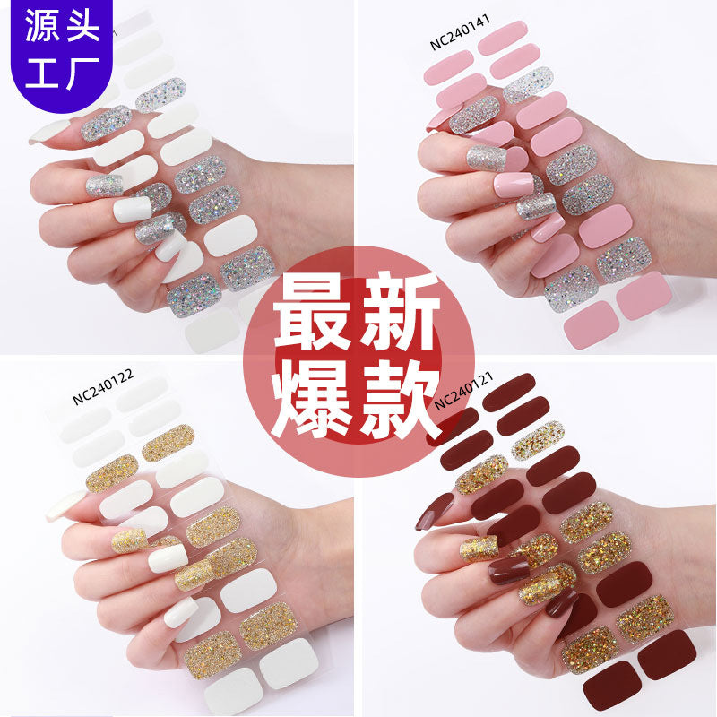 Zhengxiang personalized gel manicure stickers onion powder jumping color nail polish film uv lamp semi-baked semi-cured nail stickers wholesale