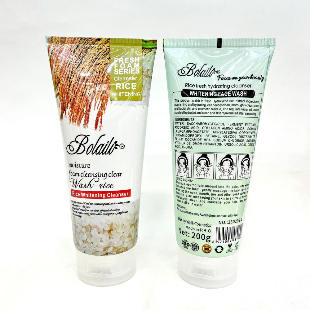 rice foam facial cleanser 200ml cleansing, moisturizing and pore shrinking facial cleanser export wholesale