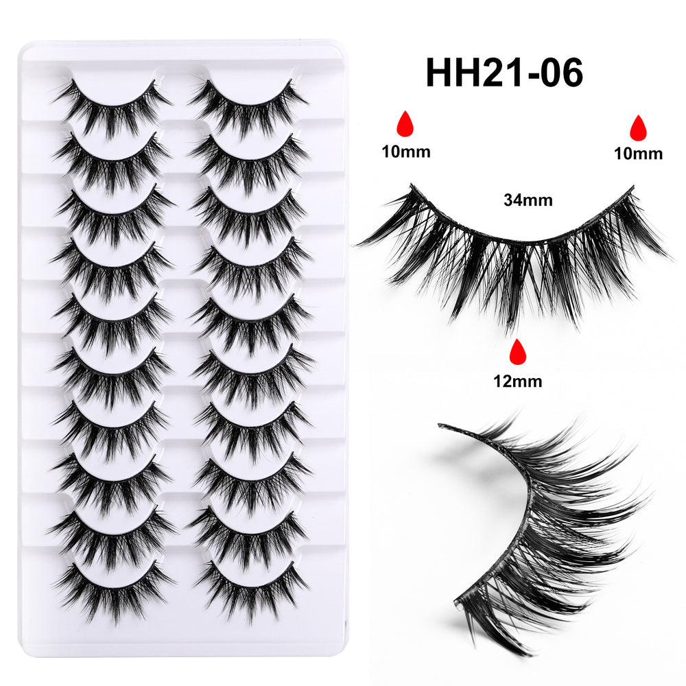 Carefully selected *10 pairs of soft stem and hard stem eyelashes, thick and natural one-piece little devil comic eyelashes glue style