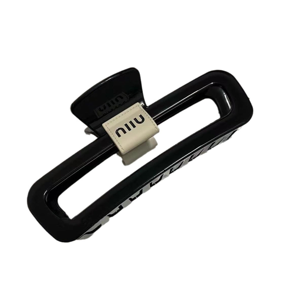 Bright black square hair clip springnew arrival large shark clip casual hairpin back of head hair clip headwear