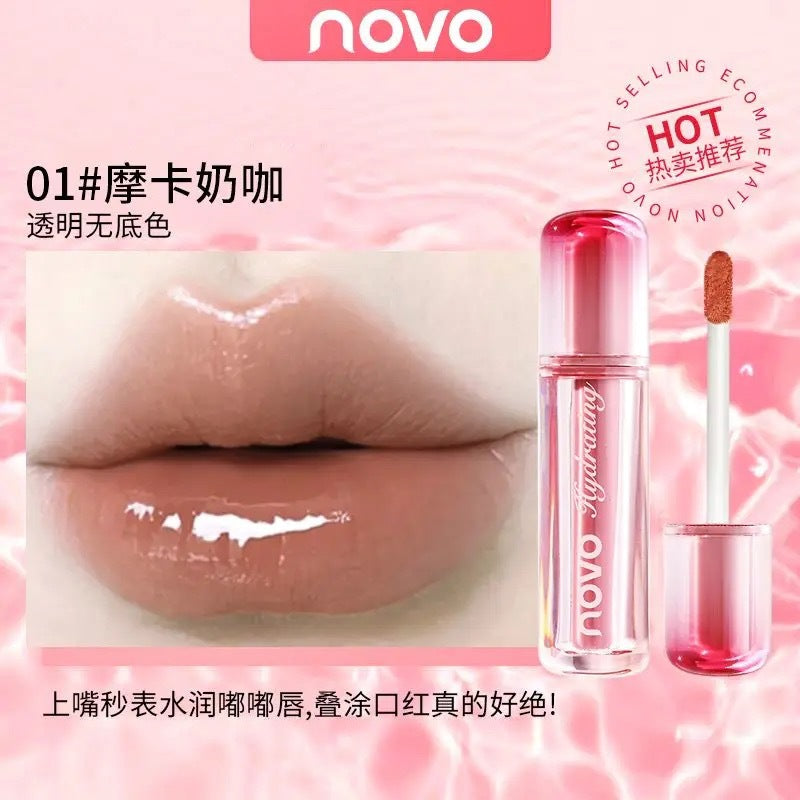 Makeup novo zero sensation mirror translucent lip glaze female student affordable mirror moisturizing plump lips whitening lip gloss