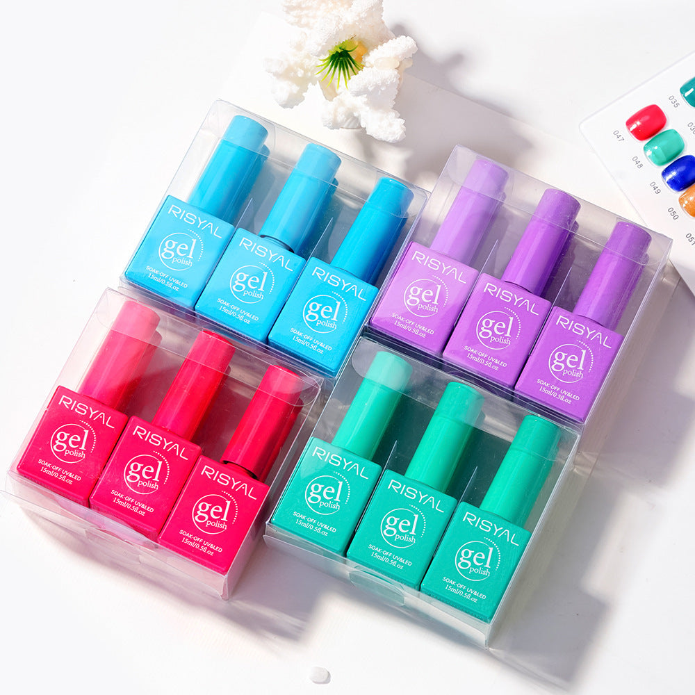 Risyal cross-border exclusive: 60 colors of 15ml gel nail polish - includes basic gel, cat eye gel, and more