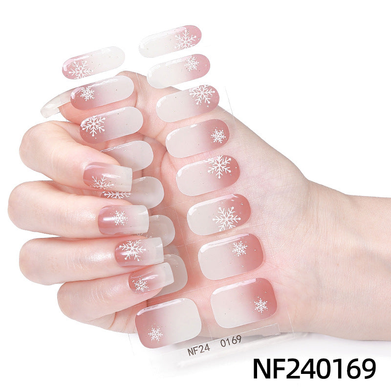 european and american christmas semi-cured gel nail stickers waterproof cartoon kids cute 3d manicure stickers personalized