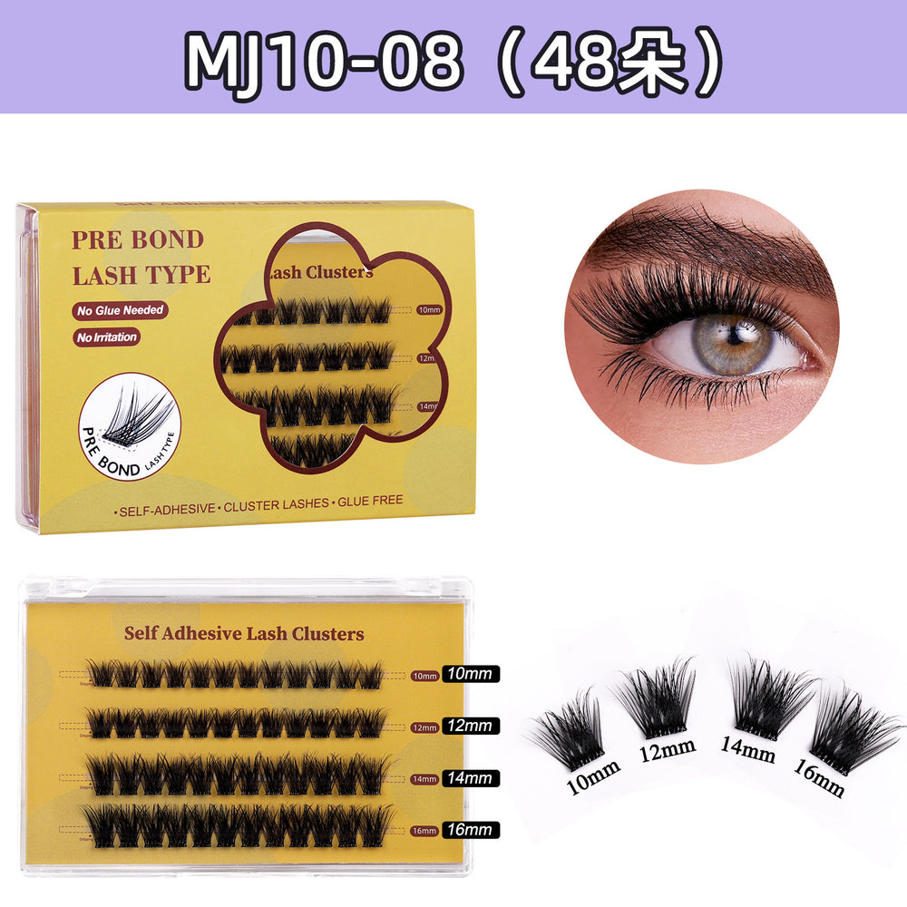 Export style segmented glue-free false eyelashes 10 rows of hard stems thick and thick hair european and american glue-free glue set curling
