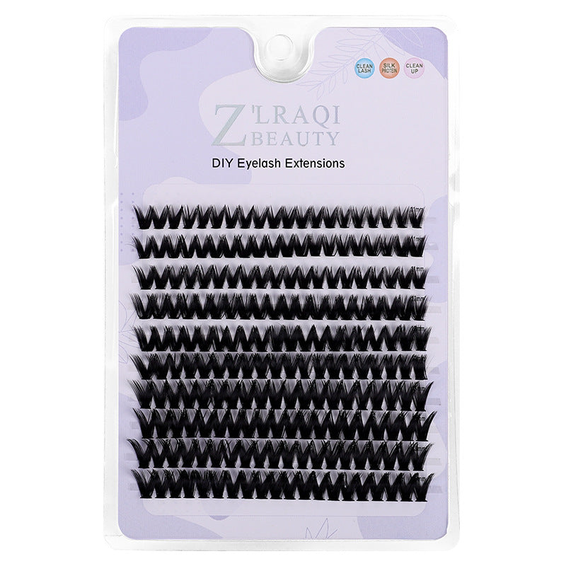 Segmented false eyelashes without glue, flat single cluster black stem, natural slender artificial fox style false eyelashes glue style