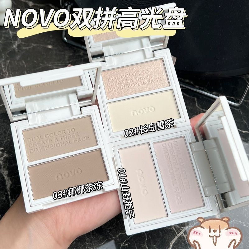 Makeup novo double color highlighter stereo modification contour matte highlight shadow nose shadow contour all-in-one palette