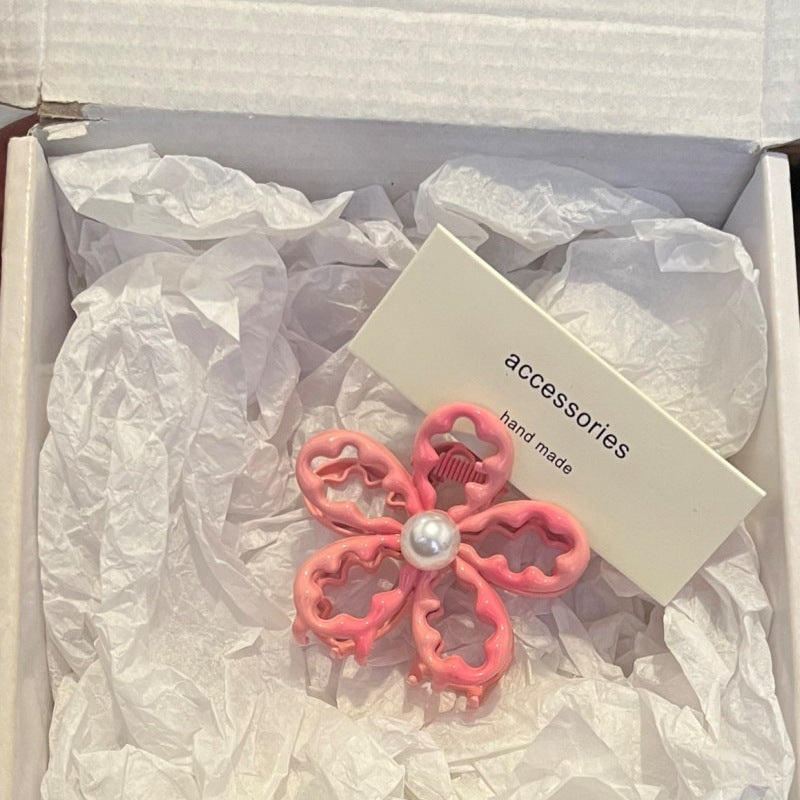 Gradient color dopamine flower small hair clip for women y2k high-end elegant hair clip 2024 new year shark clip