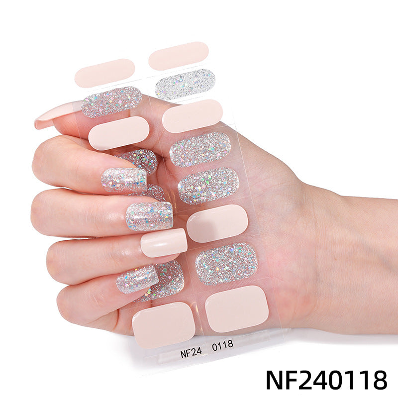 Zhengxiang personalized gel manicure stickers onion powder jumping color nail polish film korean uv photo lamp hardening semi-cured nail stickers