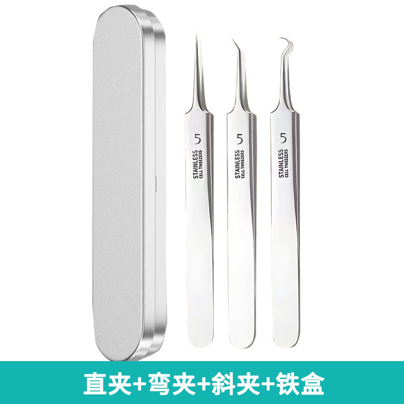 Factory direct stainless steel blackhead remover kit - includes ultra-fine tweezers, blackhead extractor, and acne pimple popping tool