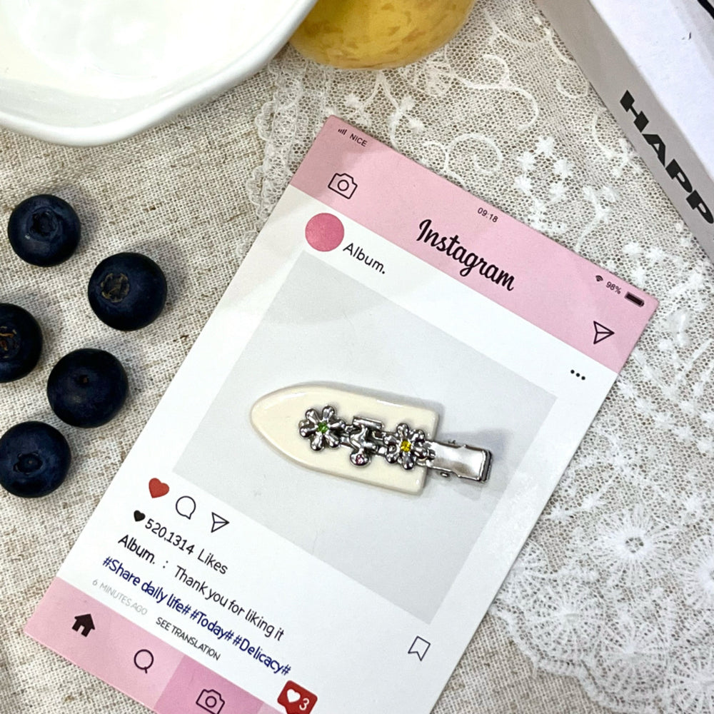 New arrivalk-style small flower metal edge clip seamless acetate duckbill clip bangs clip cute hair accessories hairpin hair root