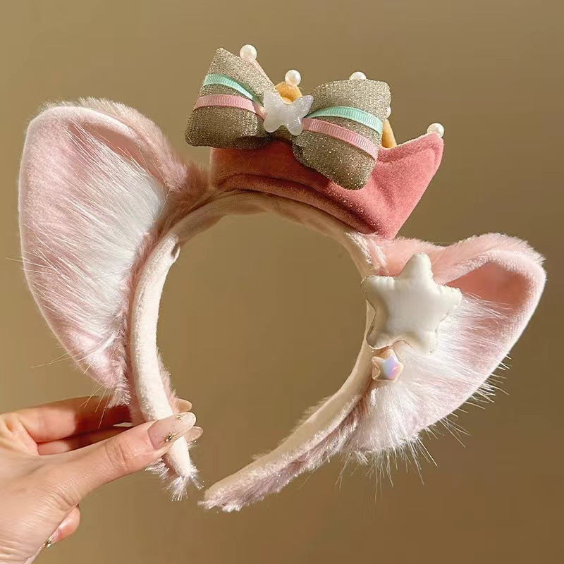 2025 new dream melody linabell headband bowknot cute duffy bear plush headband amusement park photo prop